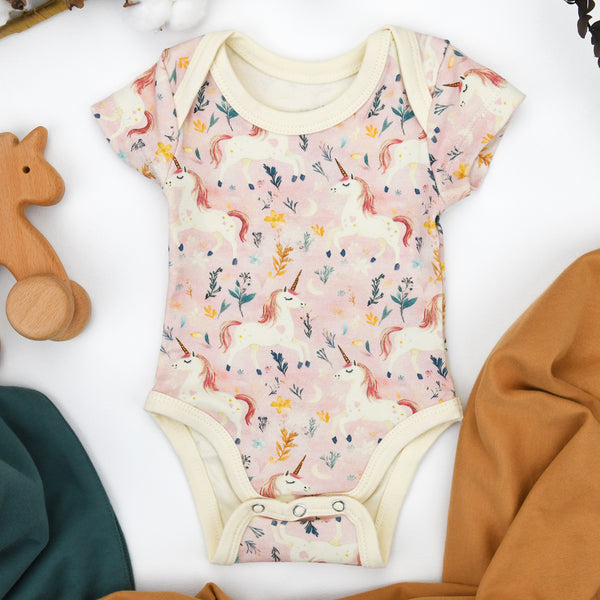 Organic Cotton Short Sleeve Baby Bodysuit, Zara Organic Earthy Clothing